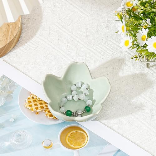 Koythin Single Green Floral Ceramic Jewelry Ring Dish - Image 3