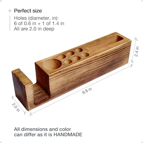 Wooden Desk Organizer with Phone Holder – Stylish & Functional Book, Pen and Cell Phone Charging Stand - Solid Wood Desk Top Organizer - Image 6