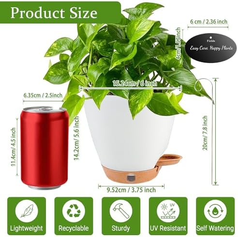 6" Self Watering Pots for Indoor Plants, 5-Pack Small Plastic Planters - Image 6