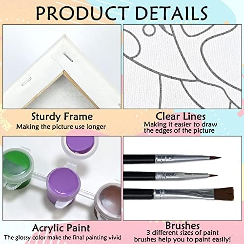 Nuberlic Pre Drawn Canvas Paint Kit Sip and Paint Party 8x10 Canvas Painting Kit Valentine's Day Birthday Gift Couple Love Theme DIY Party Favor Date Night - Image 4