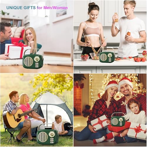 Retro Bluetooth Speaker,Vintage Decor for Kitchen Desk Bedroom Office Green - Image 7