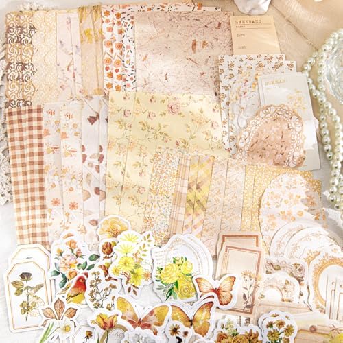 400 Pcs Floral Scrapbook Paper & Stickers, 4 Packs Scrapbook Supplies Kit, Junk Journal Scrapbooking Paper for Journaling, Scrapbooking Embellishments, Planner, Card Making - Image 5