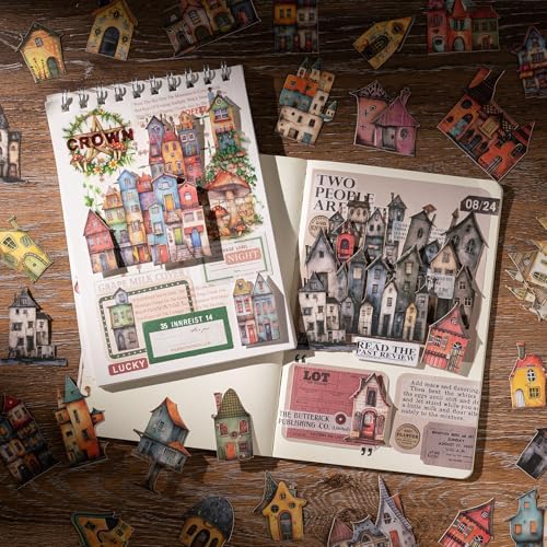 YagCu Vintage House Sticker, 90 Pcs Scrapbook Stickers, Cottage Junk Journal Supplies, Pre-Cut Aesthetic Hard Card Materials, Scrapbooking and Journaling for Adults, Decorative Arts Craft - Image 2