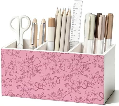 Pink Floral Nurse Pen Pencil Holder for Desk Decor by Unknown
