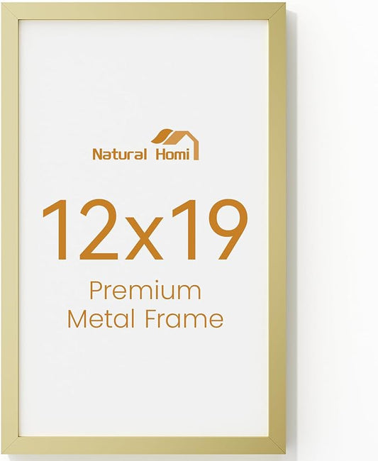 12x19 Aluminum Metal Picture Frame,Tempered Glass Gold Photo Frame 12x19 for Family Photo,Posters,Art,Document to Wall Mount Horizontally or Vertically