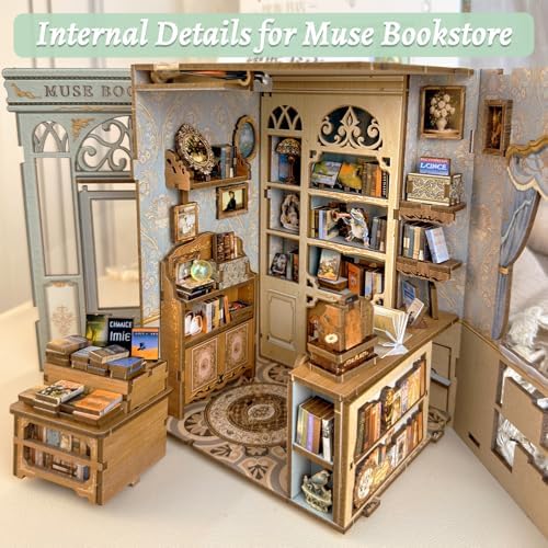 Fsolis Book Nook Kit - 3D Wooden Puzzles for Adults (Muse Bookstore) - Image 2