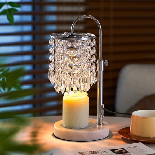 Candle Warmer Lamp with Timer Dimmer and 3 Bulbs, Lamp Candle Warmer with Marble Base,Wax Melt Warmer for Jar Candles, Birthday Gifts for Women Mom, House Warming Gifts New Home Decor - Image 2