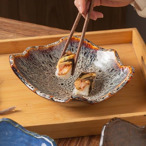 8" Small Ceramic Decorative Bowl 1 Pice – Irregular Rim Reactive Glaze Candy Plate, Berry Bowl, Entryway Catchall, Japanese Style Fruit Dish for Tabletop or Home Decor (Reactive Glaze) - Image 4