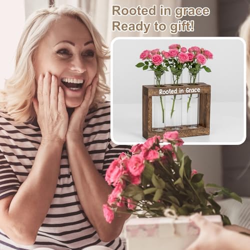 Rooted in Grace Propagation Station – Wooden Plant Holder with 3 Glass Vases, Indoor Rooting Station for Cuttings, Christian-Inspired Gift for Women, Birthday, Housewarming, Plant Lover Décor - Image 7