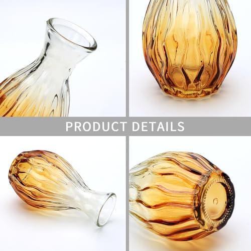 Glass Bud Vases Set of 4, Small Brown Flower Vases for Wedding Centerpieces - Image 3