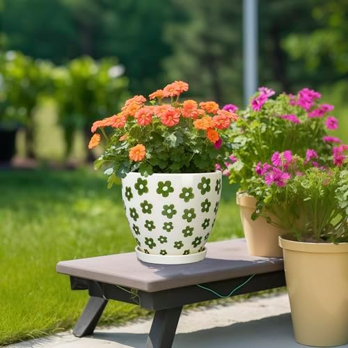 MPotTo 8.2 Inch Plant Pot - Ceramic Flower Pot, Petal White - Image 4