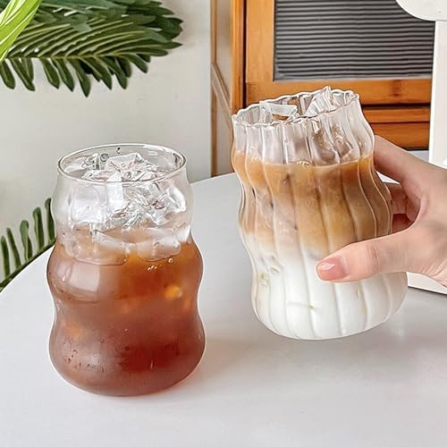 Vintage Ripple Glass Tumbler, 18 oz, Borosilicate Glass, Ripple, Open Top, General Use Cup - Image 4