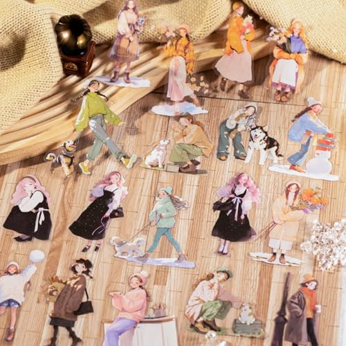Alideco 120pcs Scrapbook Stickers Vintage Winter Fashion Girl Scrapbooking Junk Journal Crafts Embelishment Decoration Stickers (nuandongxuyu) - Image 5