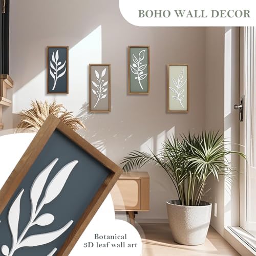 3D Tree Leaf Wooden Framed Boho Wall Art (Set of 4) - Image 5