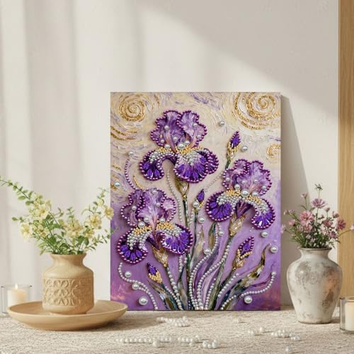 DIY Pearl Painting with Frame, Creative Design, Handmade Stress-Relieving Home Wall Decoration, Includes Frame and Tools-Iris-1 - Image 6