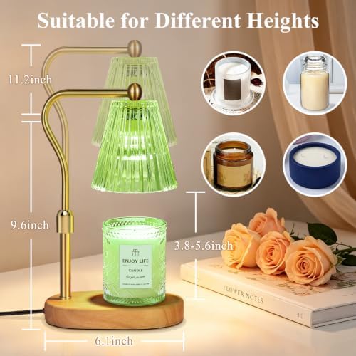 seenlast Green Candle Warmer Lamp with Timer Dimmer Adjustable Height,Birthday Gifts for WomenElectric Wax Warmer Vintage Home Decor for Scented Jar Candles - Image 3
