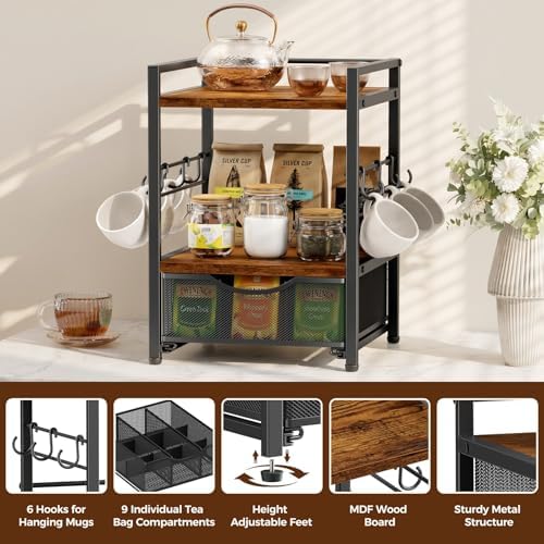 Plaviya 3-Tier Tea Bag Organizer with Drawer for Countertop - Image 5