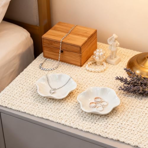 30-Pack Ring Dish Bulk, White Ceramic Lotus Trinket Tray 4.5" Wedding Favor Bridesmaid Gift, Small Jewelry Holder Catchall - Image 4