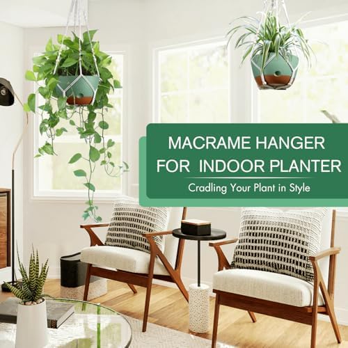 montresor 8 Inch Macrame Self Watering Hanging Planters for Indoor/Outdoor - Image 2