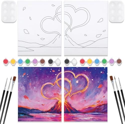 VOCHIC Sip and Paint Kit Pre Drawn Canvas for Painting for Adults Couples by VOCHIC