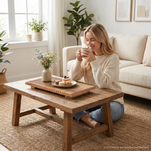 Beaded Wood Risers 12" Rustic Display Stand for Boho Decor(Rustic Brown) - Image 7