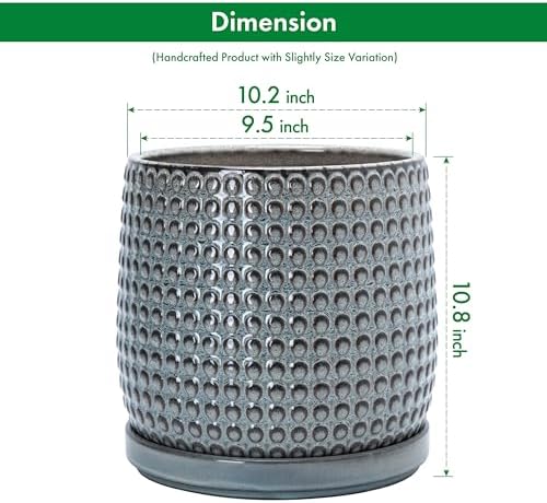 D'vine Dev Beaded Ceramic Pot with Saucer, 10 in, Graphite Blue, 27-C-P-9 - Image 3