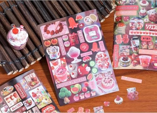 Japanese Retro Sticker Book, 800 Cartoon Stickers Book with Art Coated Paper Creative Activity Stickers for Adults, DIY Scrapbooking Phone Cases Laptops Party Gifts (Four Season Radio) - Image 5
