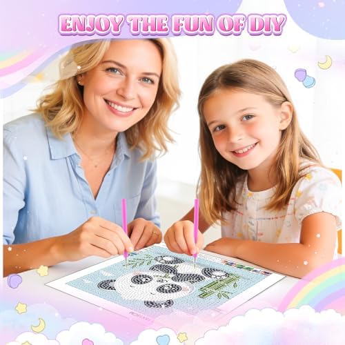 GHHKUD Panda Diamond Art Painting Kits for Adults with Frame, Diamond Art Animals Crafts for Ages 4-6-8-12, Easy to DIY Gem Painting Gifts Home Wall Deco 15x15cm (Beautiful Packages) - Image 3