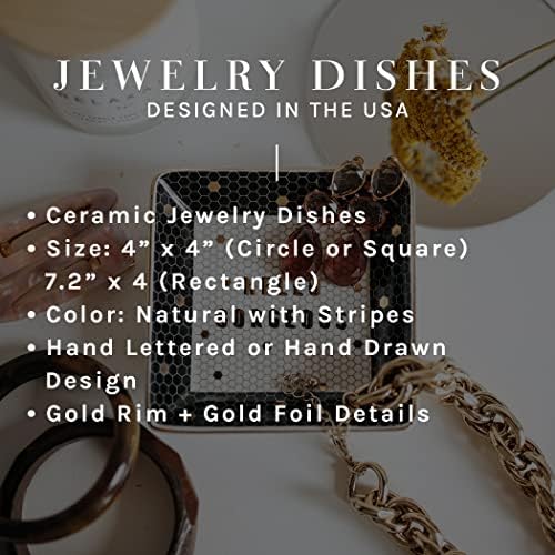 Sweet Water Decor Ring Dish Engagement - Ceramic Wedding Ring Dish for Bridal Shower - Ring Dishes for Women with White & Gold Speckled Decorative - Elegant Ring Dish Holder & Jewelry Organizer - Image 3
