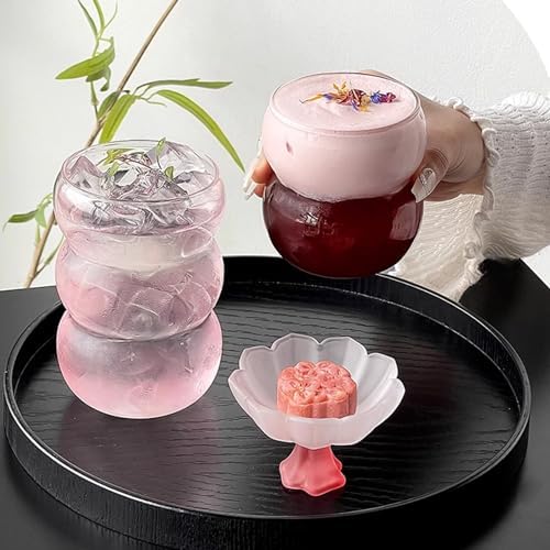 Ribbed Glassware Water Tumbler, Wave Bubble Glasses Tumbler, Aesthetic Ripple Glass Tumbler,Cute Glass Tumbler for Iced Coffee Juice Drink Milk Tea,Beer, Coctail（Big Wave - Big Mouth） - Image 5