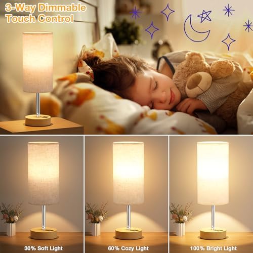 Dicoool Bedside Table Lamp Set of 2-3-Way Dimmable Touch Lamp, USB A+C - Image 3