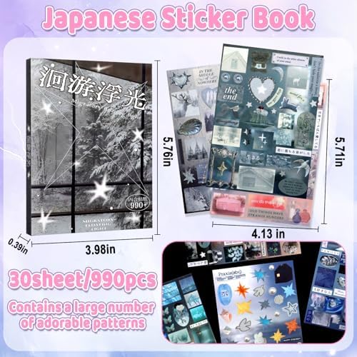 990Pcs Japanese Sticker Book for Journaling Adult, Cute Scrapbook Stickers - Image 5