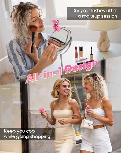 Clip-On Portable Mini Fan, Personal Turbo Travel Makeup Fan w/ LED Display - Image 4