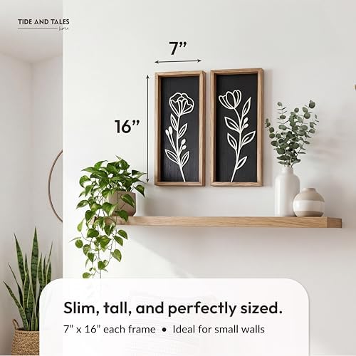 Tide and Tales 3D Black Wall Decor, Set of 2, Moody Botanical Wall Art - Image 2