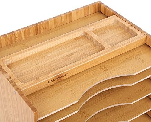 SONGMICS Bamboo File Organizer, Paper Sorter, 5 Adjustable Shelves - Image 7