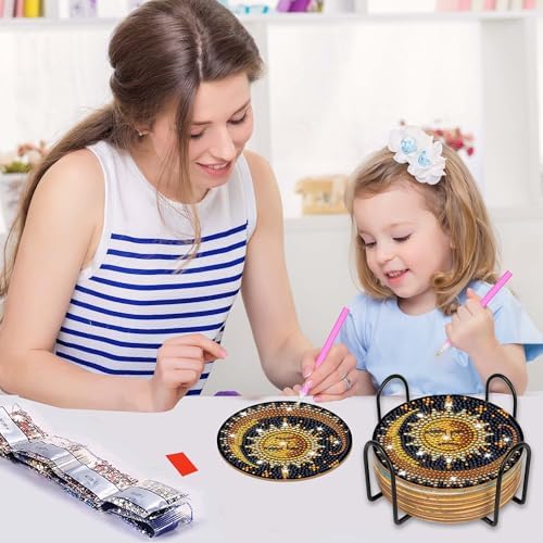 Mystical Moon Diamond Art Coasters, Diamond Painting Coaster Kit for Adults - Image 4