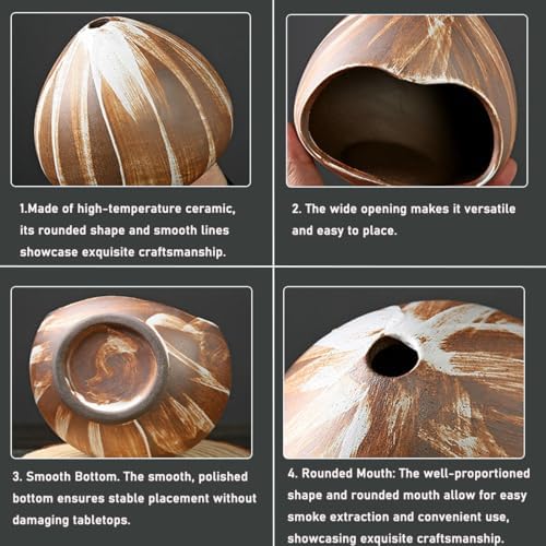 Ceramic Incense Holder, Mini Palo Santo Burner Chimney for Palo Santo Sticks, Cone Incense and Sage Smudging, Handmade Cone Incense Holder Burner for Yoga, Meditation, and Energy Cleansing (Brown 01) - Image 7