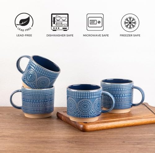 GBhome 16 oz Coffee Mugs Set of 4, Stackable Ceramic Coffee Cups Set - Image 6