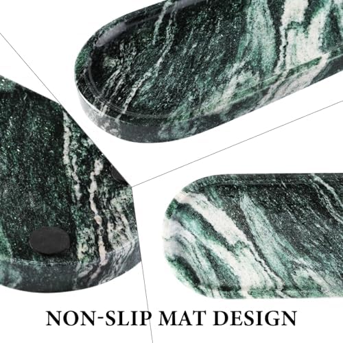 Koville Green Marble Tray for Bathroom Countertop, 10"x5" Natural Marble Vanity Tray Perfume Trays for Dresser, Stone Jewelry Dish Candle Holder for Home Decor, Stone Catchall Trays - Image 3
