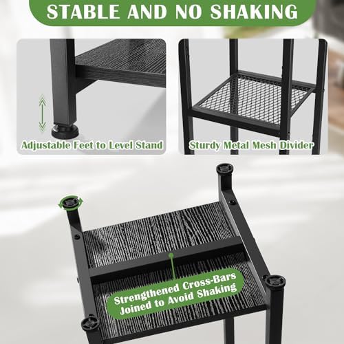 Dipion 3 Tier Pedestal Stand,40 Inch Extra Tall Plant Stand Indoor,Black - Image 3