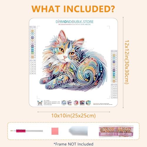 DIAMONDOUBLE Cat Diamond Painting Kits for Adults on Velvet Canvas, 12x12 Special Shape Diamond Art Kit Partial Drill 3D Bead Mosaic DIY Craft Kit for Beginners, Colorful Cat Wall Decor - Image 6
