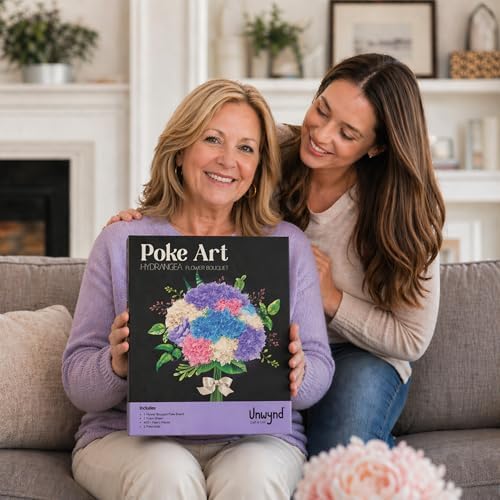 Unwynd Poke Art Hydrangea Flower Bouquet Kit for Adults, Women and Teens - Image 2