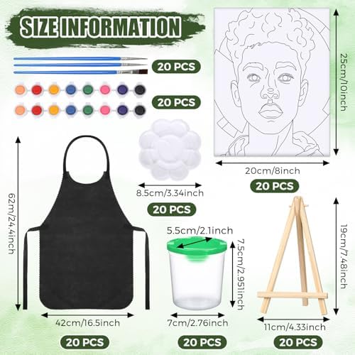 Sherr 140 Pcs 20 Set Pre Drawn Canvas Painting Kit, Cool Gentlemen and Lady - Image 2