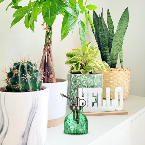 Glass Plant Mister Spray Bottle, Vintage Plant Spritzer Watering Can, Succulent Watering Bottle with Top Pump, Small Plant Sprayer Mister for Indoor Outdoor Houseplant - Green - Image 5