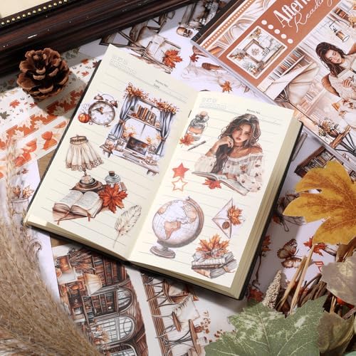 A5 Size Journaling Stickers -200 Pre-Cut Washi Stickers for Junk Journal & Scrapbooking Transparent Reading Girls Journal Sticker - Image 4