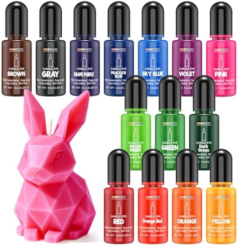 Candle Dye - 14 Colors Liquid Candle Wax Dye for DIY Candle Making, Highly Concentrated, Non-Toxic, Oil-Based Candle Color Dye for Soy Wax, Beeswax, Gel Wax, Paraffin Wax - 10ml/Bottles by WelcometotheSigWong