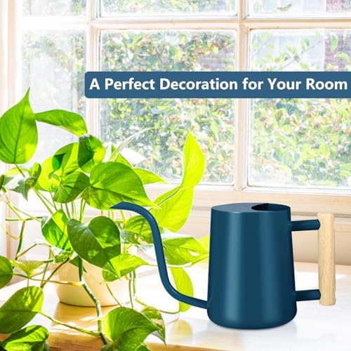 Watering Can Indoor Plants, 35oz Small Stainless Steel Metal Watering Can Modern Decorative Watering Pot with Long Spout for Indoor House Plant Bonsai Garden Flowers (Dark Blue) - Image 4