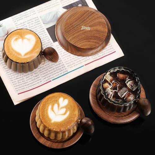 Bincoo Iced Coffee Cups Set of 2,Clear Glass Coffee Mug Set Latte Glasses,250ml Cappuccino Mugs Espresso Coffee Cups with Handle (Gray) - Image 5