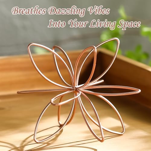 8" Metal Sphere Decor, Metal Floral Tabletop Sculpture, Abstract Tabletop Decorative Spheres for Home Decor (Rose Gold) - Image 5