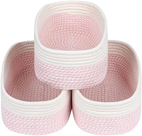 CubesLand Rectangle Woven Cotton Rope Storage Basket for Organizing by CubesLand